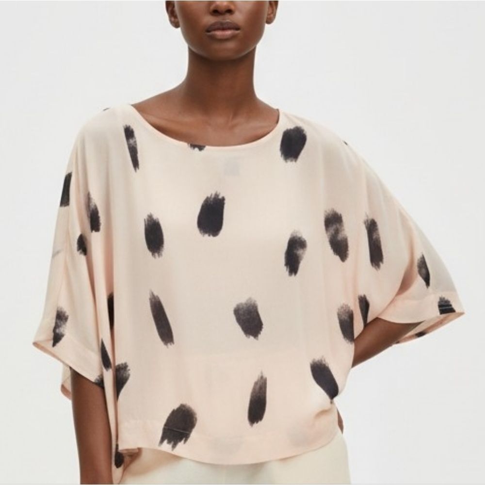 H&M Blush Pink and Black Brushstroke Loose Crop Top